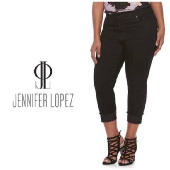 Jennifer Lopez Womens Black High Rise Stretchy Capri Jeans Plus Sz 26W New - Picture 7 of 8